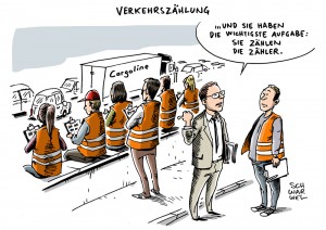 Verkehrszählung: Ergebnisse extrem wichtig – umso verwunderlicher die Zählmethode - Karikatur Schwarwel