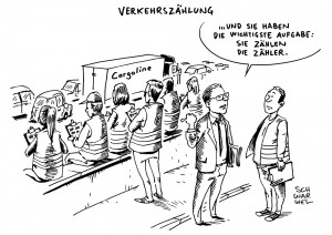 Verkehrszählung: Ergebnisse extrem wichtig – umso verwunderlicher die Zählmethode - Karikatur Schwarwel