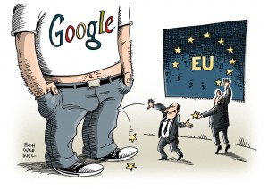 Google: Kartellbeschwerde von EU-Kommission wegen unfairen Wettbewerbs - Karikatur Schwarwel