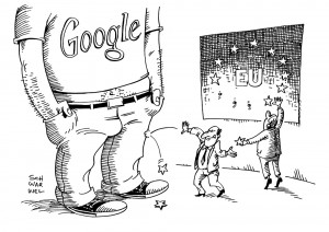 Google: Kartellbeschwerde von EU-Kommission wegen unfairen Wettbewerbs - Karikatur Schwarwel