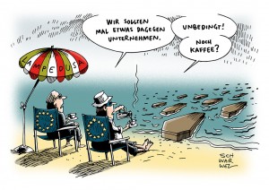 Flüchtlinge: Neues Schiffsunglück vor Lampedusa - Karikatur Schwarwel