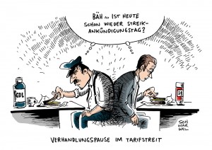 DB: GDL und Bahn in Tarifstreit - Karikatur Schwarwel