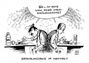 DB: GDL und Bahn in Tarifstreit - Karikatur Schwarwel