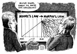 Moore's Law wird 50: Moores Faustregel von 1965 besagt, dass sich die Komplexität integrierter Schaltkreise mit minimalen Komponentenkosten regelmäßig verdoppelt