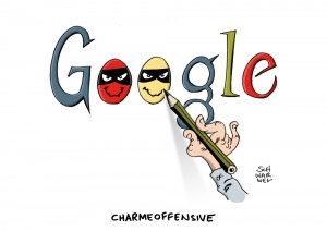 Google: Charmeoffensive für Verlage – „Zeit“ und „FAZ“ schon im Boot – Karikatur Schwarwel