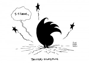 Twitter: Kurssturz erschüttert Wall Street - Karikatur Schwarwel