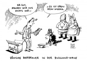 Carlsberg und die Ukraine-Krise: Bierbrauer erleiden hohe Verluste in Russland und der Ukraine - Karikatur Schwarwel