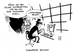 NSA-Affäre: BND soll 25.000 umstrittene NSA-Suchbegriffe verwendet haben - Karikatur Schwarwel