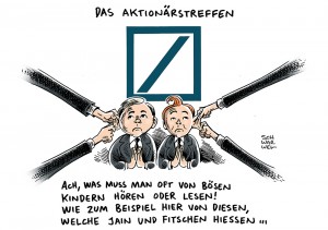 Deutsche Bank: Doppelspitze Jain und Fittschen sollen im Sinne der Aktionäre das Unternehmen aus den Negatvschlagzeilen bringen