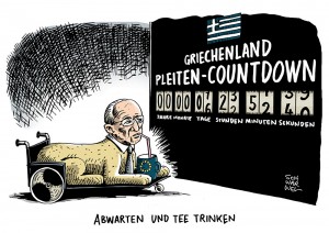 Griechenpleite: Finanzminister Schäuble bleibt hart - Karikatur schwarwel