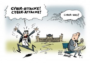 Cyber-Attacke: Bundestag von Hackern angegriffen - Karikatur Schwarwel