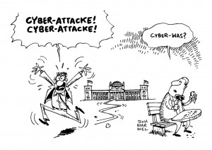 Cyber-Attacke: Bundestag von Hackern angegriffen - Karikatur Schwarwel