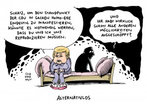 Homo-Ehe: Zwischenruf der SPD sorgt für Eklat - Karikatur Schwarwel