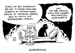 Homo-Ehe: Zwischenruf der SPD sorgt für Eklat - Karikatur Schwarwel