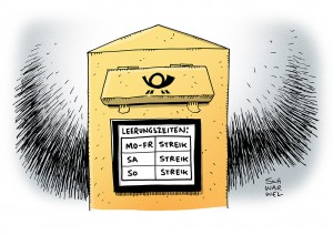 Post: Verdi weitet unbefristeten Streik aus - Karikatur Schwarwel