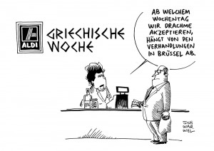ALDI: Griechische Woche bei Billig-Discounter - Karikatur Schwarwel