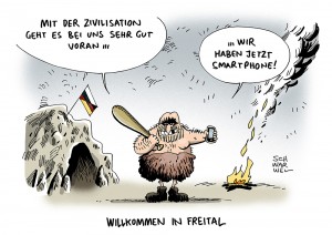 Flüchtlinge in Freital: Baseballschläger-Angriffe nach Asyl-Demo und pogramartige Stimmung - Karikatur Schwarwel