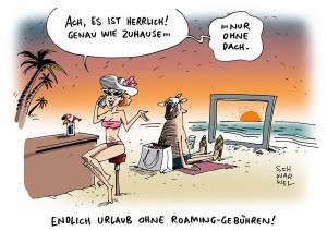 Roaming: EU schafft Gebühren ab Juni 2017 ab - Karikatur Schwarwel