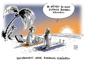 Roaming: EU schafft Gebühren ab Juni 2017 ab - Karikatur Schwarwel