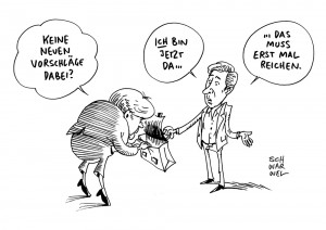 Griechenland: Neuer griechischer Finanzminister Tsakalotos ohne neues Sparkonzept für Eurogruppe - Karikatur Schwarwel