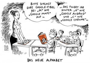 Google: Neustrukturierung zu Alphabet – Karikatur Schwarwel-orang1000