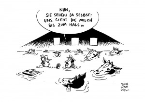 Milchbauern: Protest gegen Preisverfall steigt an - Karikatur Schwarwel