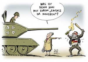 Rechte Gewalt: Taten statt Worte gefordert - Karikatur Schwarwel