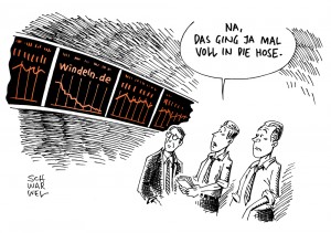 Aktienmarkt: windeln.de bleibt weit hinter Erwartungen - Karikatur Schwarwel