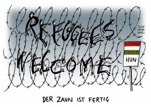 Zaun gegen Flüchtlinge: rechte Regierung Ungarns hat an Grenze Stacheldraht ausgerollt