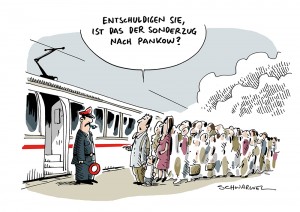 Flüchtlinge: Deutschland erlaubt Einreise aus Ungarn - Karikatur Schwarwel