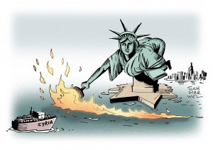 Syrische Flüchtlinge: USA haben seit 2011 nur 1500 Syrer aufgenommen aus Angst vor Islamisten - Karikatur Schwarwel