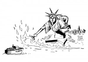 Syrische Flüchtlinge: USA haben seit 2011 nur 1500 Syrer aufgenommen aus Angst vor Islamisten - Karikatur Schwarwel