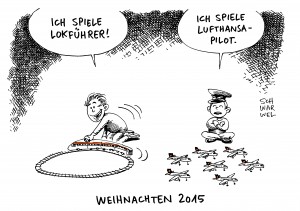 Tarifstreit bei Lufthansa: Piloten beraten weiteren Kurs - Karikatur Schwarwel 