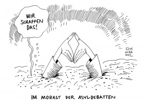 Nach Kritik an Flüchtlingspolitik: Merkel hält an Grundrecht auf Asyl fest - Karikatur Schwarwel