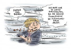Flüchtlingskrise: Aufstand in Fraktion, Ärger mit CSU, bockiger Koalitionspartner - einige sehen Kanzlerin in erster große Krise - Karikatur Schwarwel