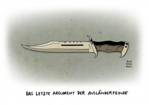 Angriff auf Henriette Reker: Kölner Attentäter ist voll schuldfähig - Karikatur Schwarwel