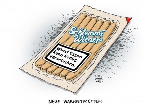 Ernährung: WHO-Experten stufen Wurst als krebserregend ein - Karikatur Schwarwel