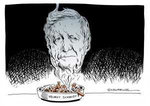 Altkanzler Helmut Schmidt tot karikatur schwarwel