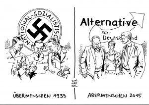 AfD-Bundesparteitag: Höcke drängt weiter nach rechtsaußen, Petry will rechtspopulistischen Kurs halten - Karikatur Schwarwl