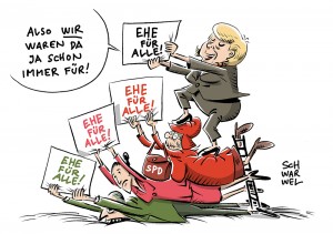 „Ehe für alle“ im Bundestag: Merkel schwenkt ein, SPD will Abstimmung noch diese Woche